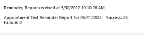 Appointment Text Reminders Report