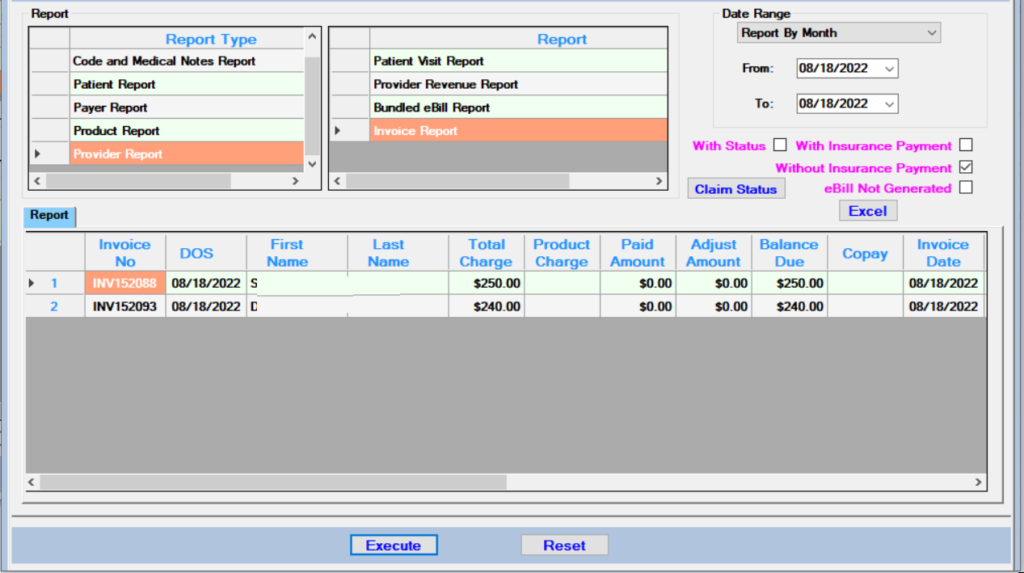 Claim Billing Reports