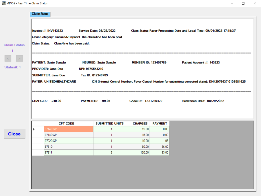 Real-Time Claim Status Response