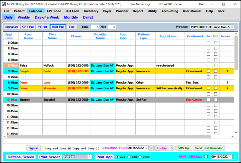 Appointment Scheduling Software: Daily Calendar