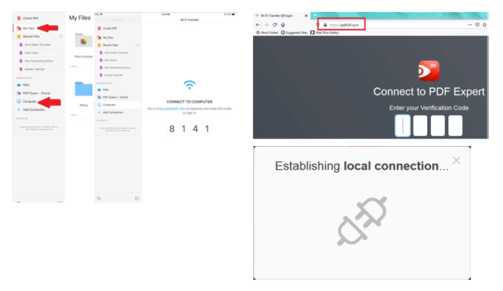 PDF Expert Wi-Fi Connection Between Computer and iPad