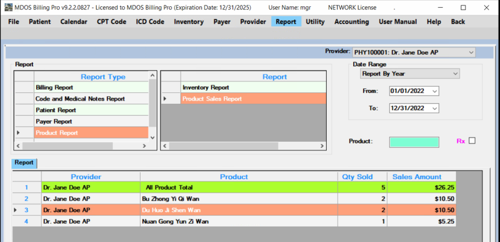 Products Sales Report