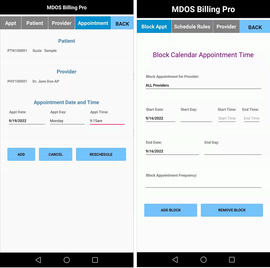 Provider App Scheduling Utilities