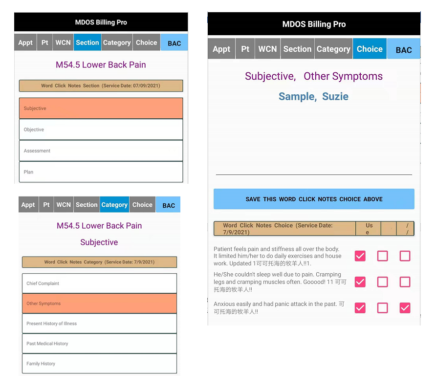 Word Click SOAP Medical Notes App